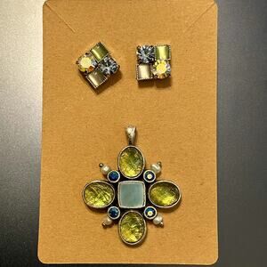 Colorful Earrings & Pendant Gem Fashion Jewelry Set